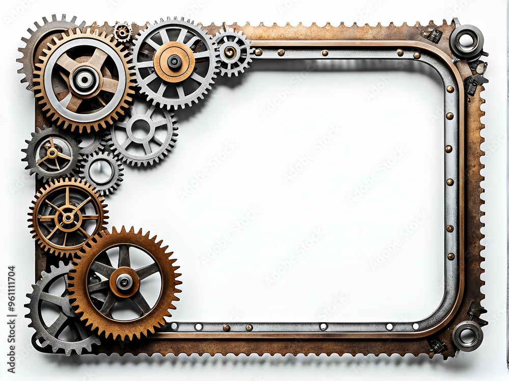 Steampunk border frame copy space area