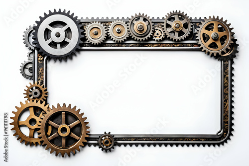 Steampunk border frame copy space area