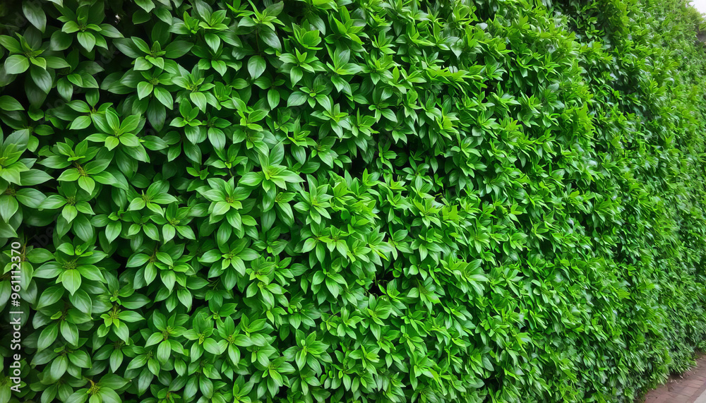A Lush Green Hedge with Dense Foliage A Lush Green Hedge with Dense Foliage