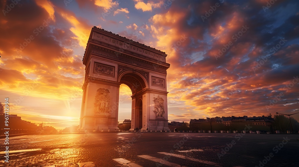 Fototapeta premium Arc de Triomphe at Sunset in Paris