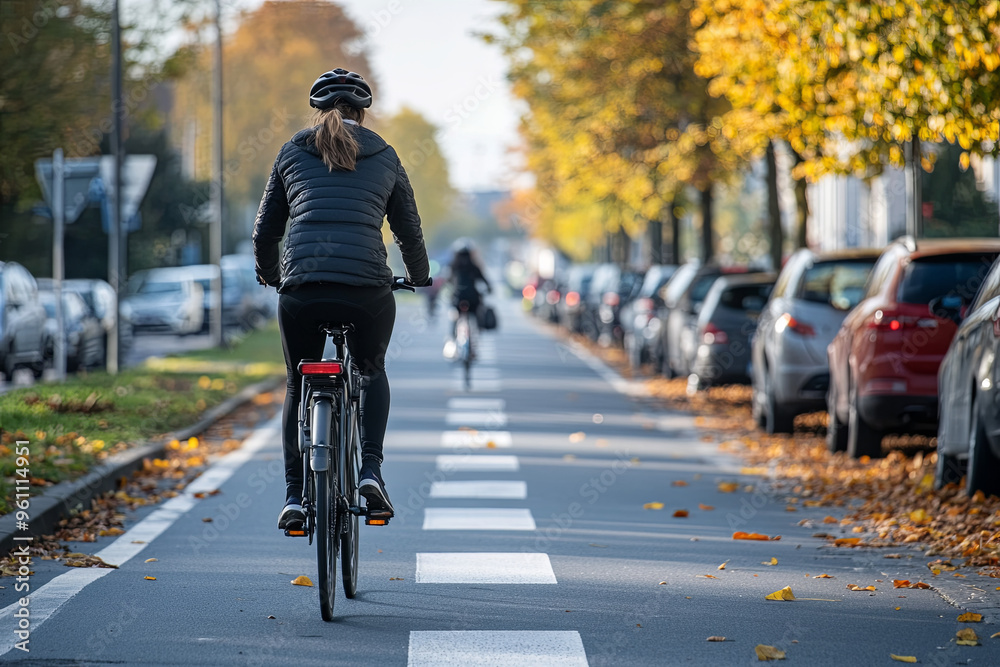 Obraz premium Bike lanes with speed bumps to control cyclist speed
