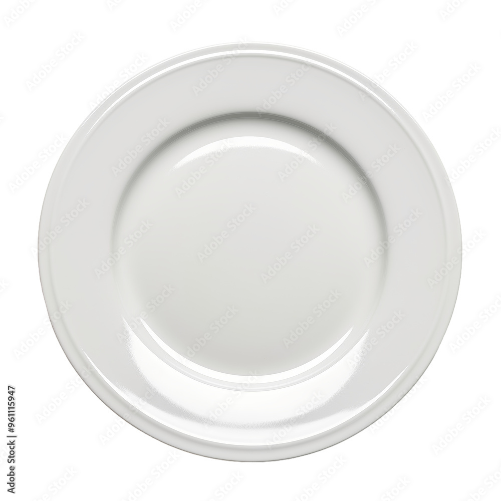 Empty white plate top view for food presentation and dining