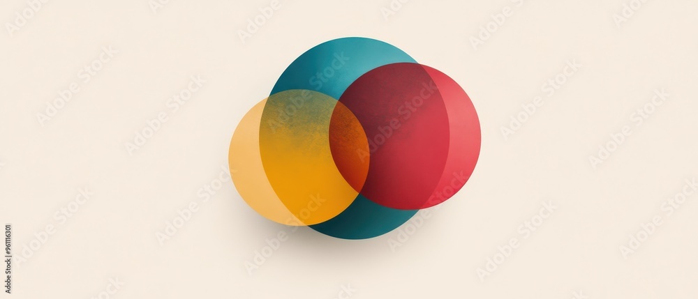Abstract Geometric Shapes Overlapping in Vibrant Colors on a Neutral Background Abstract Geometric Shapes Overlapping in Vibrant Colors on a Neutral Background