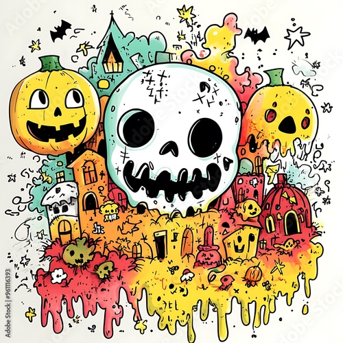 Wallpaper Mural Adorable Halloween Doodle Collection Torontodigital.ca