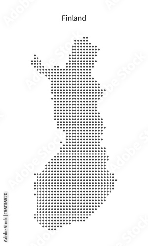 Dotted polka dot pattern map of Finland. Isolated simple silhouette map of country.