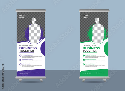 Creative Professional Business Roll Up Stand Banner Design Template.