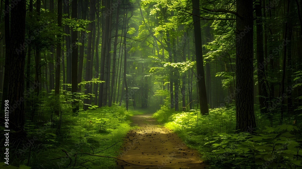 Sunbeams through a Forest Path Sunbeams through a Forest Path