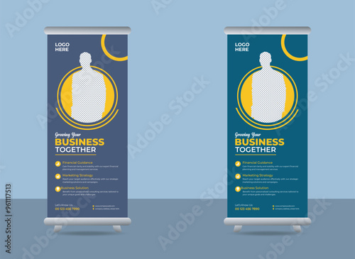 Creative Professional Business Roll Up Stand Banner Design Template.
