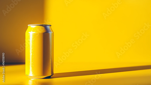 Chilled beverage can showcasing refreshing texture