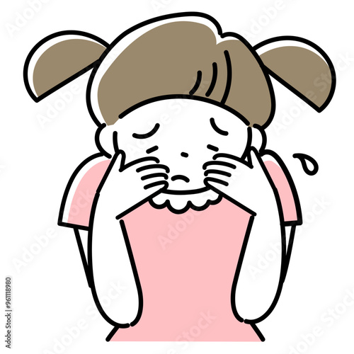 泣いている女の子の上半身
