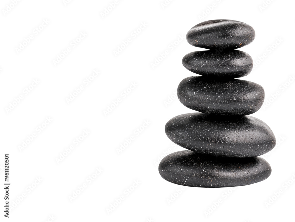 Stack of smooth black stones symbolizing balance and tranquility Stack of smooth black stones symbolizing balance and tranquility