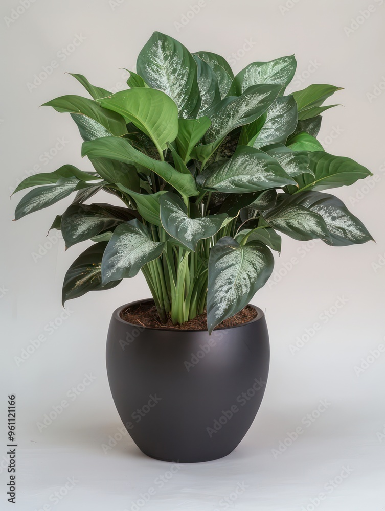 A lush indoor plant in a sleek black pot, ideal for home decor and enhancing indoor air quality. A lush indoor plant in a sleek black pot, ideal for home decor and enhancing indoor air quality.