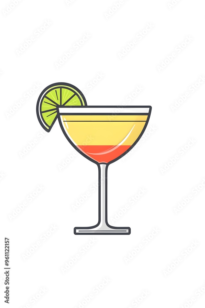 Minimal Icon with clear outline of fresh cocktail margarita Isolated on white background Minimal Icon with clear outline of fresh cocktail margarita Isolated on white background