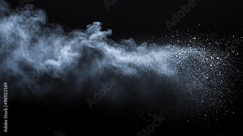 Abstract white powder explosion on a black background.