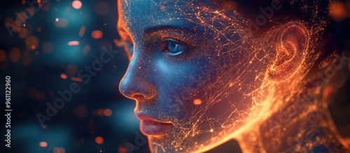 Digital Transformation 3D Illustration of AI and Artificial Intelligence Represented on a Human Face