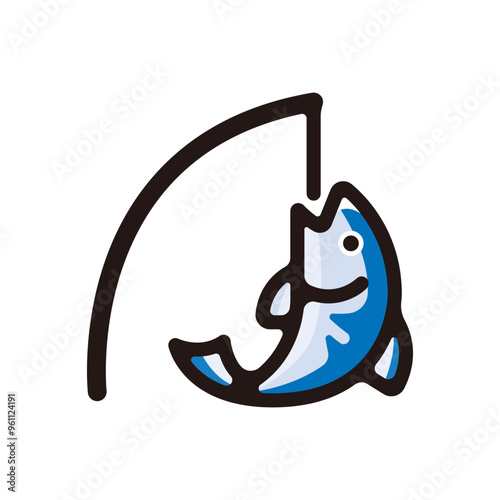 Fishing outline icon for graphic design, apps and websites