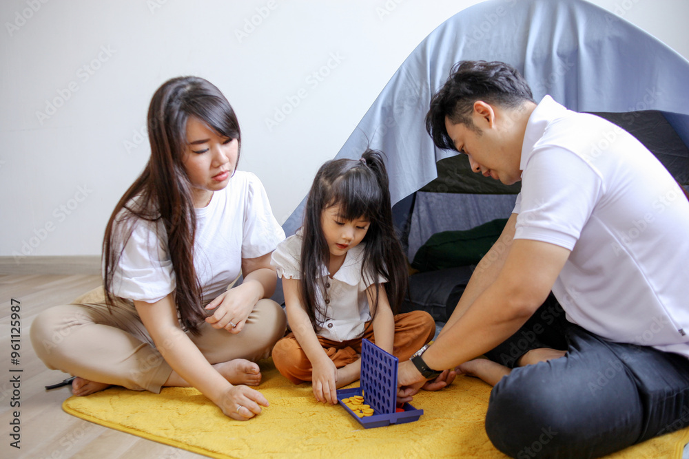 Portrait Of Happy Asian Family Having Fun Together With tent At Home Portrait Of Happy Asian Family Having Fun Together With tent At Home
