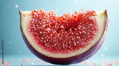 Fresh Fig Slice Macro Close up with Water Droplets photo