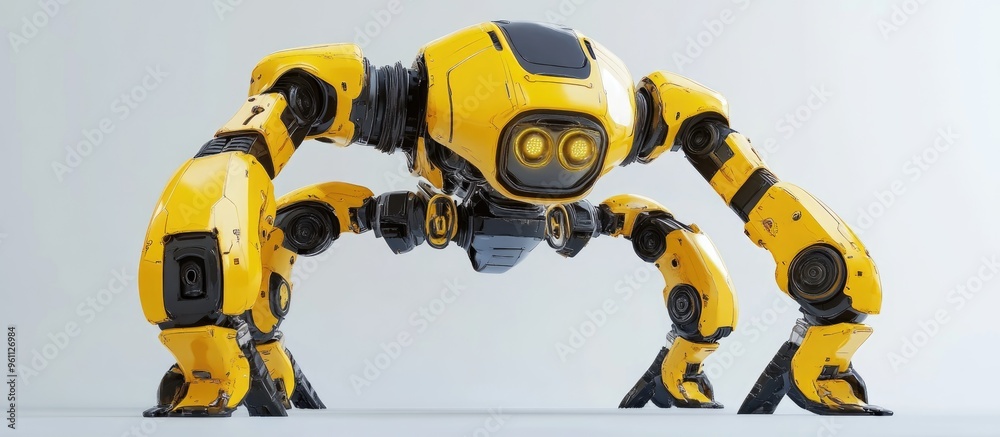 3D illustration of a yellow robot 3D illustration of a yellow robot