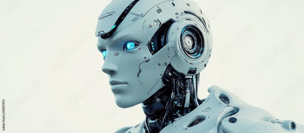Intelligent and attractive male robot created through 3D rendering Intelligent and attractive male robot created through 3D rendering