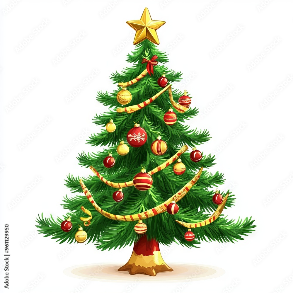 Cute Christmas tree isolated on white background Cute Christmas tree isolated on white background