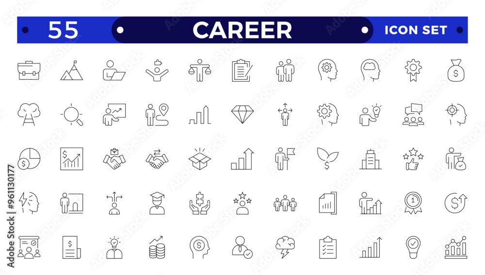Career web icons set. Growth and success - simple thin line icons collection. Containing career progress, growth profit coaching, business people, tutorship and more. Career web icons set. Growth and success - simple thin line icons collection. Containing career progress, growth profit coaching, business people, tutorship and more.