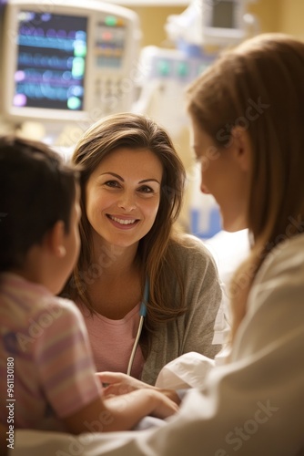 Caring Doctor Provides Comforting Diagnosis to Family in Warm Hospital Setting