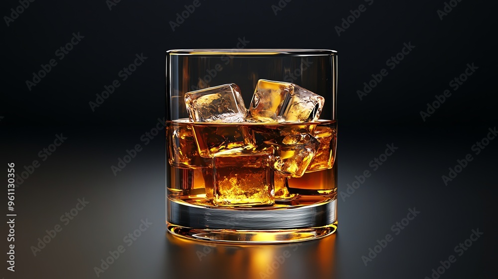 Glass of whiskey on the rocks. Glass of whiskey on the rocks.