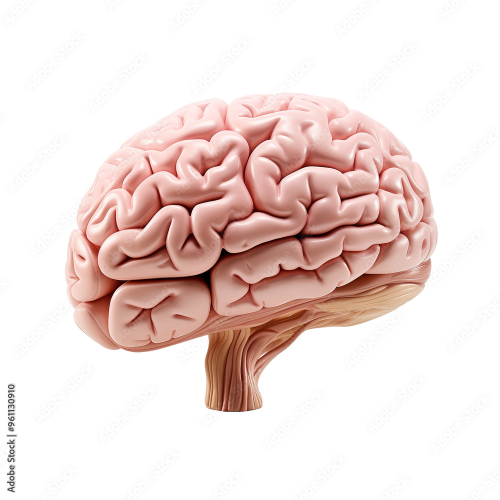 Detailed anatomical model of a human brain isolated on white background Detailed anatomical model of a human brain isolated on white background