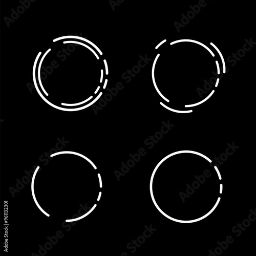 Set of abstract glowing neon circles