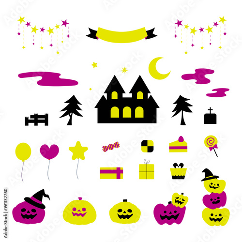 シンプルでかわいいハロウィンのイラスト素材セット