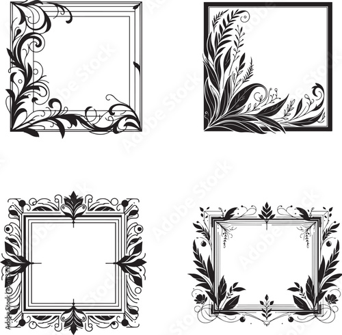 Black and white frames silhouette design