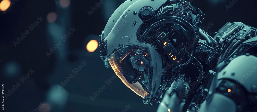 Mechanical soldier seeking connection 3D illustration Mechanical soldier seeking connection 3D illustration