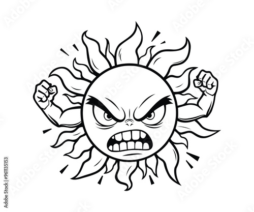 Cartoon angry sun vector