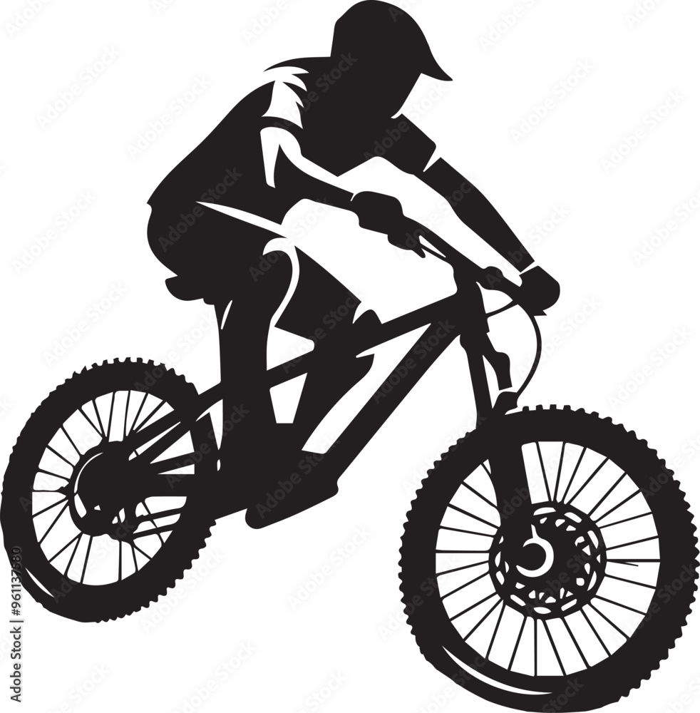 Naklejka premium Black and white cycle silhouette design