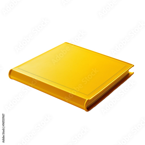 Closed yellow book on a white background showing blank cover