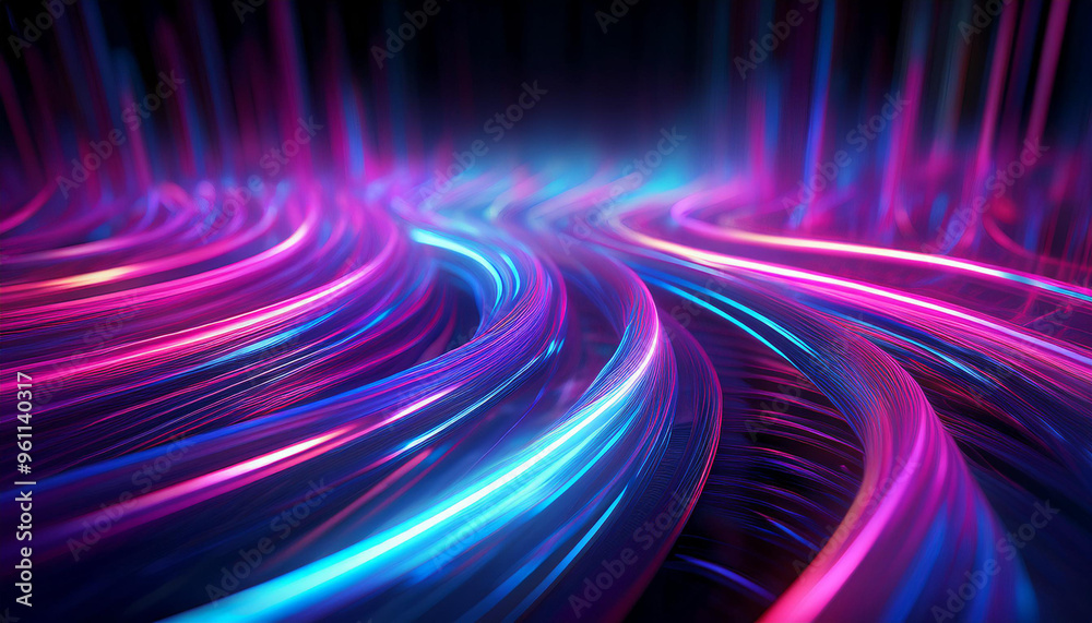 Abstract 3D Swirling Lines of Pink and Blue Neon Light Abstract 3D Swirling Lines of Pink and Blue Neon Light