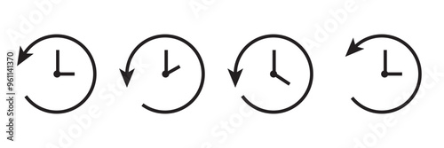 Circle past time backward arrow black icon