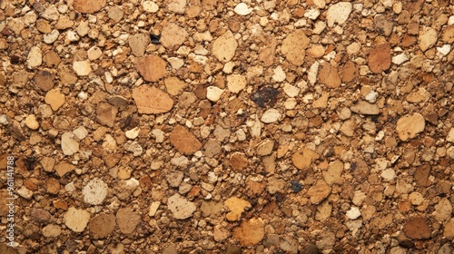 Close-up of a textured gravel surface composed of small stones and pebbles, showcasing various shades of brown and tan with natural variations.