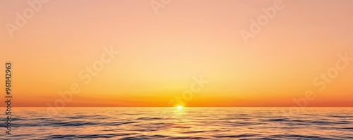 A serene sunset over the ocean, with warm hues reflecting on calm waters, creating a tranquil atmosphere for relaxation.