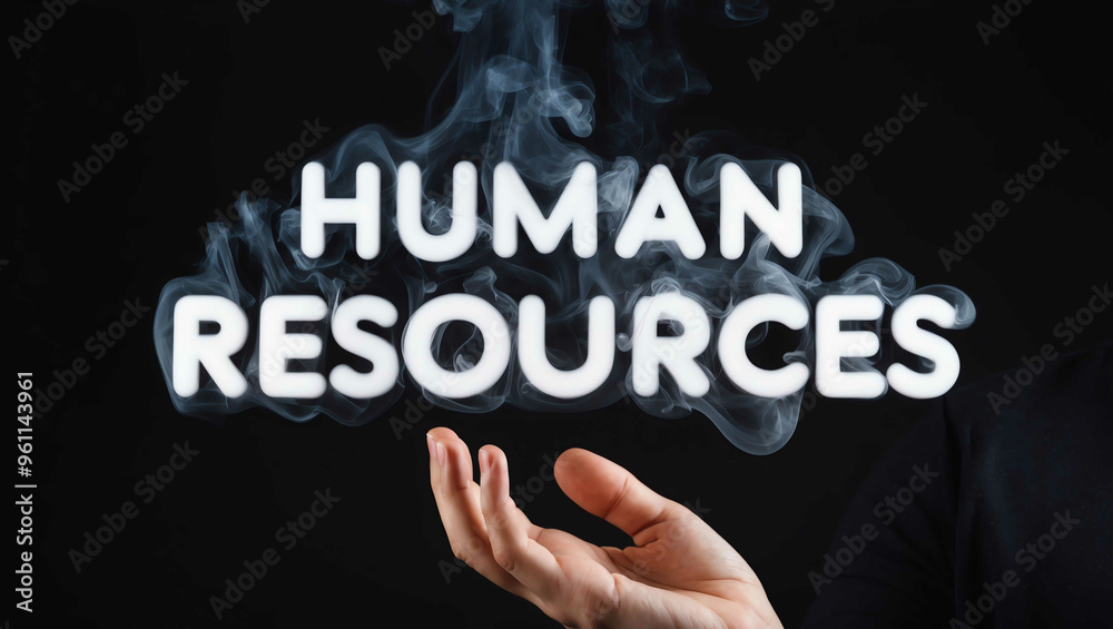human resources word made of smoke on black background human resources word made of smoke on black background