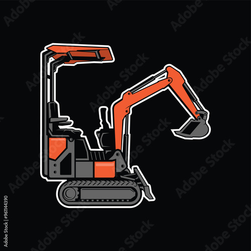 Mini Exavator, logo vector image .