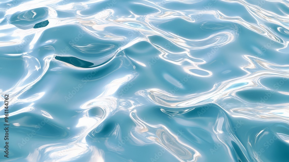 Close-up of clear blue water surface with gentle ripples and reflections, representing tranquility and purity in nature.