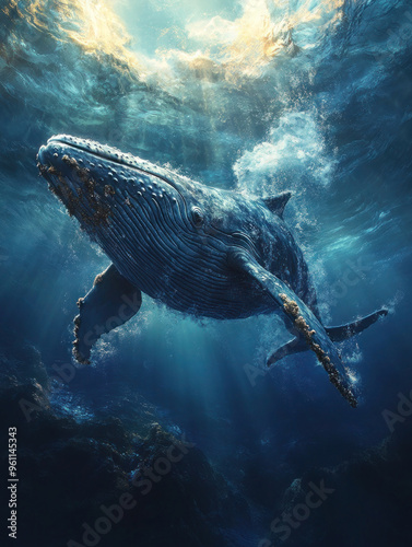 big whale in ocean 