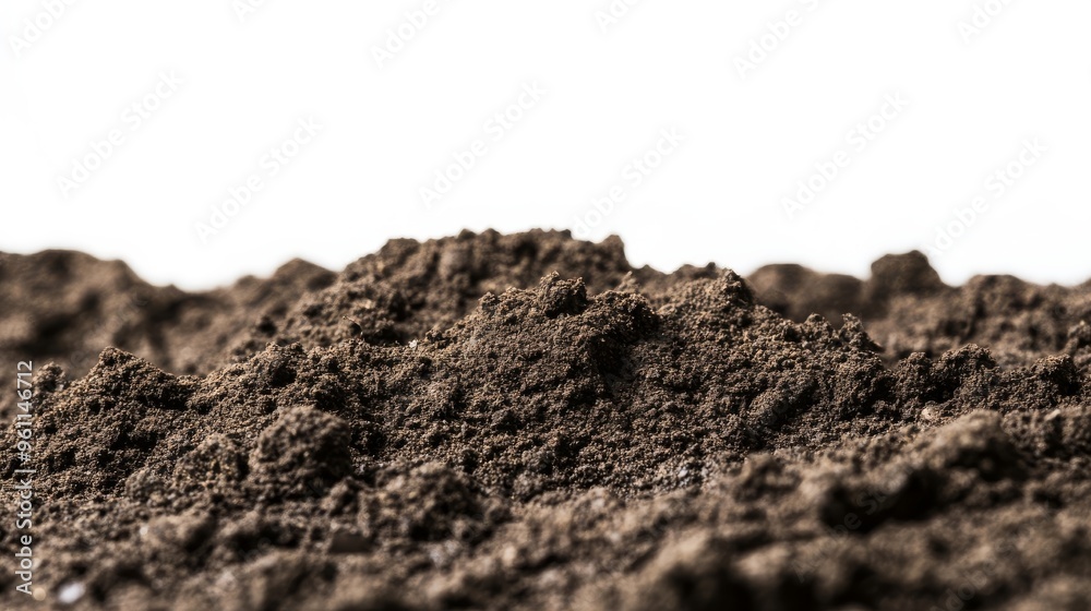 白い背景の土壌