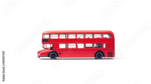Red bus isolated on white background, 