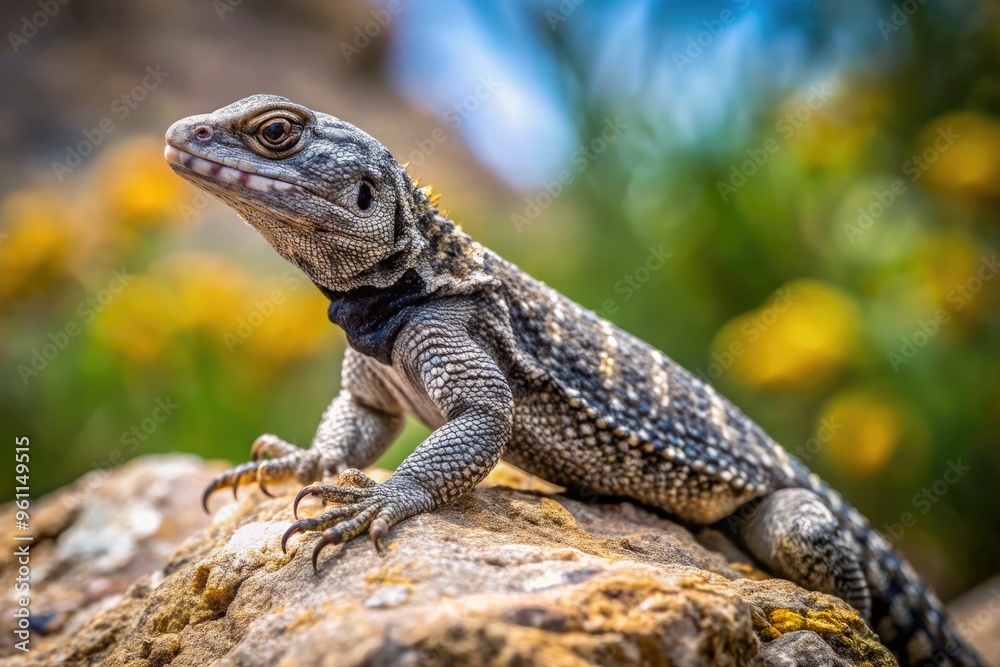 A Gray And Black Lizard In Its Natural Habitat Of The Rugged, Rocky Mountains Of Texas A Gray And Black Lizard In Its Natural Habitat Of The Rugged, Rocky Mountains Of Texas