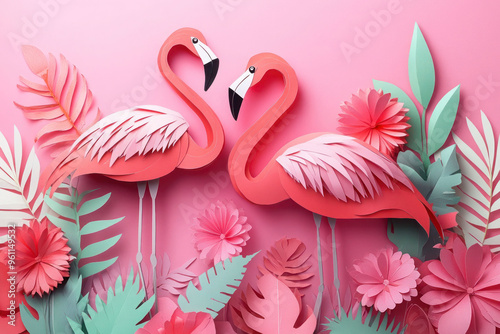 papercraft of flamingo photo