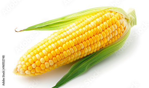 a husked maize ear isolated against a white background