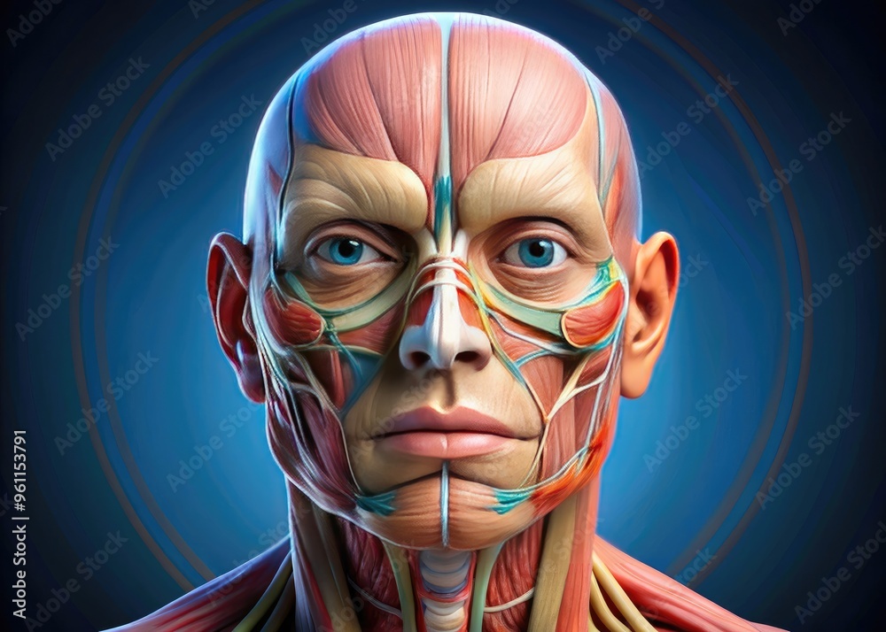 Anatomical Diagram Of The Human Face, Detailing Major Facial Muscl…